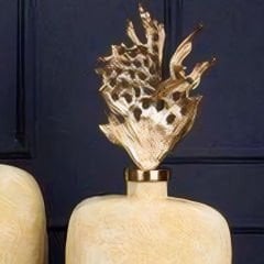 Modern Altın Detaylı Gold Kapaklı Küçük Seramik Dekoratif Vazo
