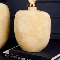 Modern Altın Detaylı Gold Kapaklı Küçük Seramik Dekoratif Vazo