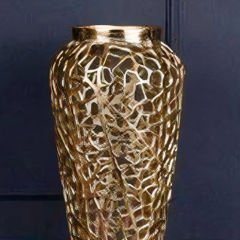 Modern Gold Kabartma Desenli Dekoratif Vazo