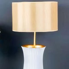 Modern Beyaz Yüz Figürlü Gold Detaylı Dekoratif Abajur