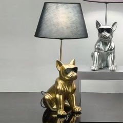 Modern Gold Fransız Bulldog Figürlü Dekoratif Abajur