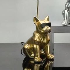 Modern Gold Fransız Bulldog Figürlü Dekoratif Abajur