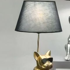 Modern Gold Fransız Bulldog Figürlü Dekoratif Abajur