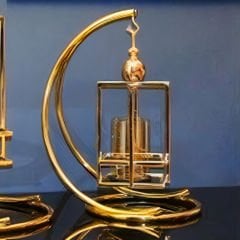 Gold İkili Set Metal Fener Dekoratif Mumluk