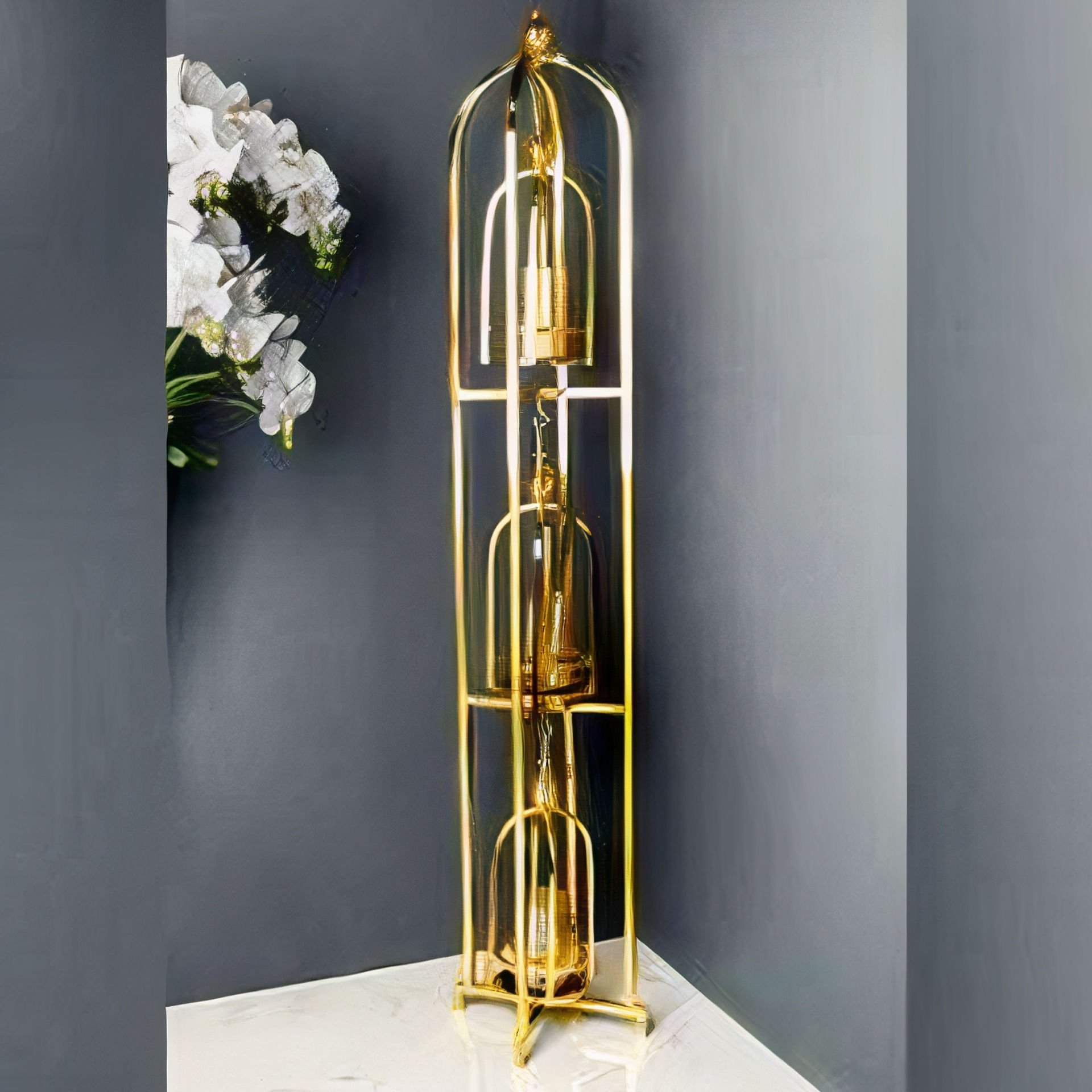 Gold Metal Fener Dekoratif Mumluk