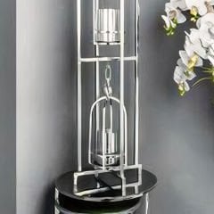 Modern Gümüş Kaplama Metal Fener Dekoratif Mumluk