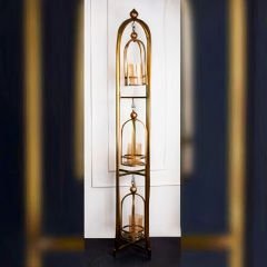 Gold Kaplama Metal Fener Dekoratif Mumluk
