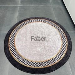 Yuvarlak Gri Mutfak Halısı