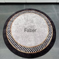 Yuvarlak Gri Mutfak Halısı