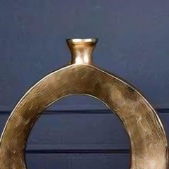 Gold Halkalı Oval Tasarımlı Büyük Dekoratif Vazo