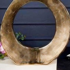 Gold Halkalı Oval Tasarımlı Büyük Dekoratif Vazo