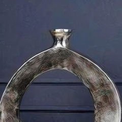 Kabartma Desenli Gümüş Halkalı Büyük Dekoratif Vazo
