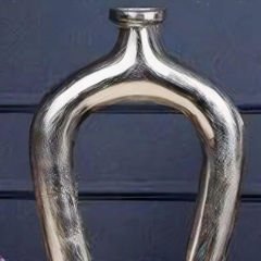 Modern Gümüş Metal Büyük Dekoratif Vazo