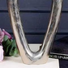 Modern Gümüş Metal Büyük Dekoratif Vazo