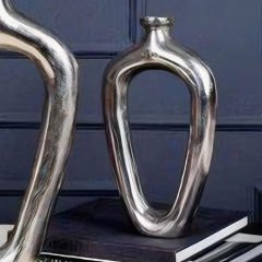 Modern Gümüş Metal Küçük Dekoratif Vazo