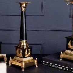 Gold Siyah Obelisk Tasarımlı Küçük Dekoratif Şamdan