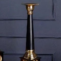 Gold Siyah Obelisk Tasarımlı Küçük Dekoratif Şamdan
