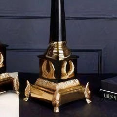 Gold Siyah Obelisk Tasarımlı Küçük Dekoratif Şamdan