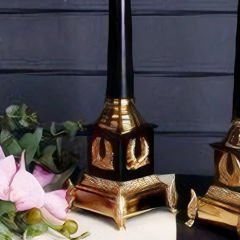 Gold Siyah Obelisk Tasarımlı Büyük Dekoratif Şamdan