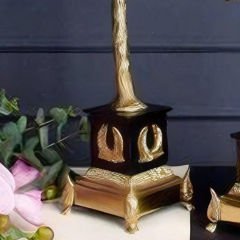 Gold Palmiye Tasarımlı Siyah Detaylı Büyük Dekoratif Obje