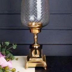 Gold Çerçeveli İşlemeli Cam Dekoratif Vazo