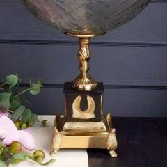 Gold Kaplama İşlemeli Cam Meyvelik Dekoratif Obje