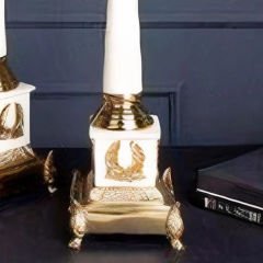 Gold Beyaz Obelisk Tasarımlı Dekoratif Küçük Şamdan