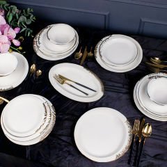 Gold Desenli Porselen 25 Parça 6 Kişilik Yemek Takımı