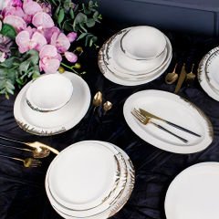 Gold Desenli Porselen 25 Parça 6 Kişilik Yemek Takımı