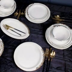 Gold Desenli Porselen 25 Parça 6 Kişilik Yemek Takımı