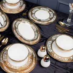 Gold Desenli Porselen 30 Parça 6 Kişilik Yemek Takımı