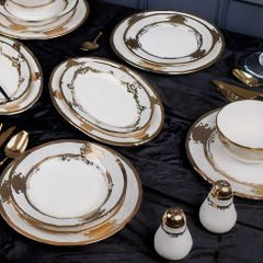 Altın Detaylı Özel Tasarım Porselen 30 Parça 6 Kişilik Yemek Takımı