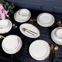 Gold Desenli Porselen 25 Parça Yemek Takımı 6 Kişilik Yemek Takımı