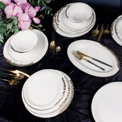 Gold Desenli Porselen 25 Parça Yemek Takımı 6 Kişilik Yemek Takımı