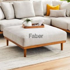 Kales Ahşap Ayaklı Modern Puf