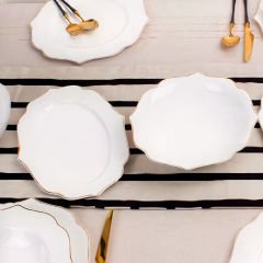 Gold Çerçeveli Tasarım Porselen 3 Parça Servis Tabağı