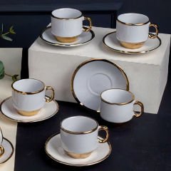 Altın Kenar Gold Alt Kaplamalı 6 Kişilik Kahve Fincan Takımı