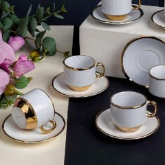 Altın Kenar Gold Alt Kaplamalı 6 Kişilik Kahve Fincan Takımı