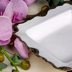 Gold Kenar Çerçeveli Tasarım Kare 6 Parça Servis Tabağı