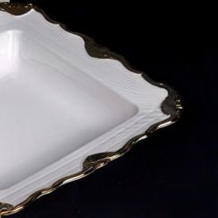 Gold Kenar Çerçeveli Tasarım Kare 6 Parça Servis Tabağı