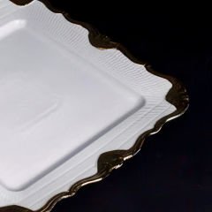 Gold Kenar Çerçeveli Tasarım 6 Parça Kare Yemek Tabağı