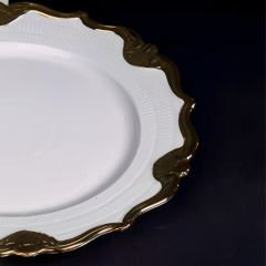 Gold Çerçeveli Dekoratif Oval 6 Parça Servis Tabağı