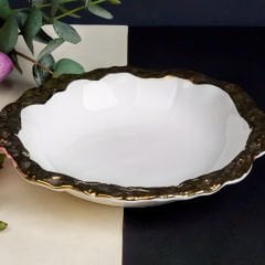 Gold Kenar Desenli Porselen 6 Parça Yemek Tabağı