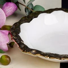 Gold Kenar Desenli Porselen 6 Parça Yemek Tabağı