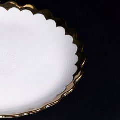 Dekoratif Altın Çerçeveli Porselen 6 Parça Yemek Tabağı