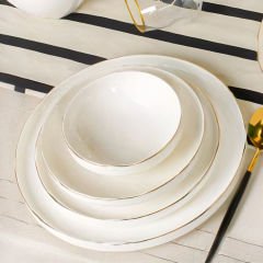 Minimalist Altın Kenarlı Porselen 24 Parça 6 Kişilik Yemek Takımı