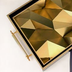 Gold Geometrik Desenli Dekoratif Tepsi