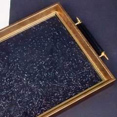 Altın Çerçeveli Işıltılı Desenli Dekoratif Tepsi
