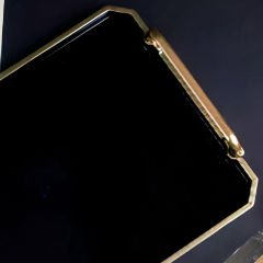 Siyah Camlı Gold Çerçeveli Dekoratif Tepsi