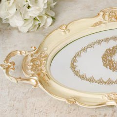 Oval Gold Varak İşlemeli Klasik Dekoratif Tepsi